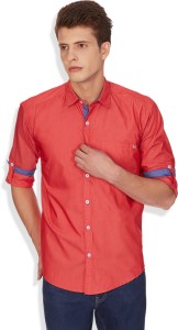 GHPC Men's Solid Casual Red Shirt