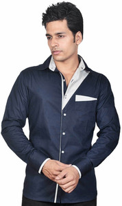 Dazzio Men's Solid Casual Blue, Grey Shirt