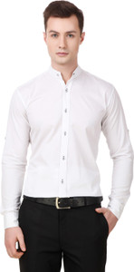 Elepants Men's Solid Casual White Shirt