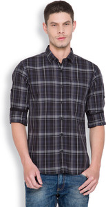 Highlander Men's Checkered Casual Black, Grey Shirt