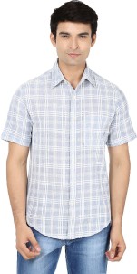 Reevolution Men's Checkered Casual Blue, White Shirt