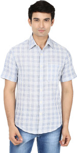 Reevolution Men's Checkered Casual Blue, White Shirt
