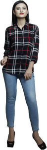 Dorota Women's Checkered Formal Black Shirt