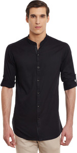 Wild Hunk Men's Solid Casual Black Shirt
