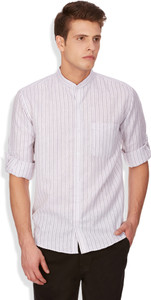 GHPC Men's Striped Casual Grey Shirt