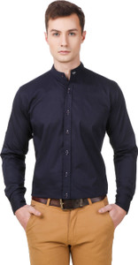 Elepants Men's Solid Casual Dark Blue Shirt