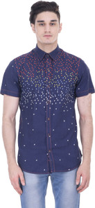 Blue Buddha Men Printed Casual Blue Shirt