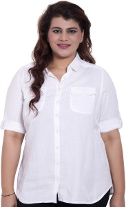 LASTINCH Women's Solid Casual White Shirt