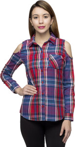 One Femme Women's Checkered Formal Multicolor Shirt