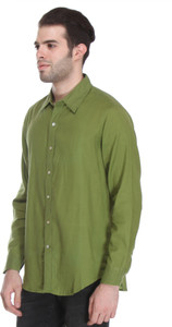 Reevolution Men's Solid Casual Green Shirt