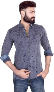 Vintage Soul Men's Self Design Casual Purple Shirt