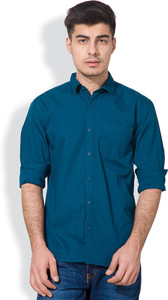Highlander Men's Solid Casual Blue Shirt