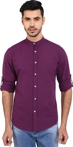 Dennis Lingo Men's Solid Casual Purple Shirt