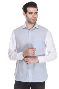 Reevolution Men's Striped Casual Blue, White Shirt