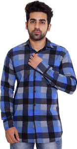 Lime Time Men's Checkered Casual Blue Shirt