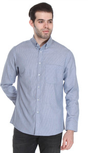 Reevolution Men's Striped Casual Blue, White Shirt