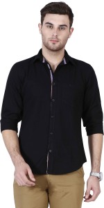 Ojass Men's Solid Casual Black Shirt