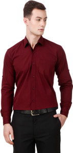 Elepants Men's Solid Casual Maroon Shirt