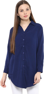 Mayra Women's Solid Casual Blue Shirt