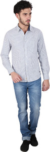 Caricature Men's Striped Casual Multicolor Shirt