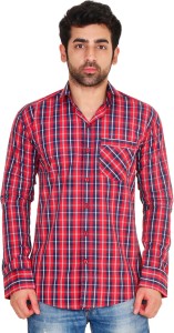 Lime Time Men's Checkered Casual Red Shirt