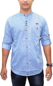 Kuons Avenue Men's Solid Casual Denim Blue, Light Blue Shirt