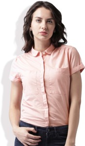 Mast & Harbour Women's Solid Casual Orange Shirt