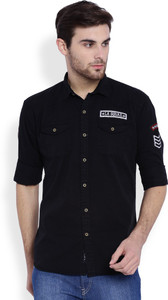 La Seven Men's Solid Casual Black Shirt