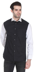 Reevolution Men's Solid Casual Black, White Shirt