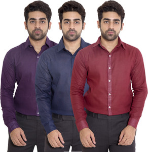 Deeksha Men's Solid Casual Maroon Shirt