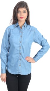 Shopdayz Women's Solid Casual Blue Shirt