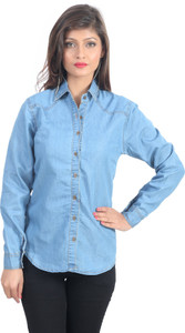Shopdayz Women's Solid Casual Blue Shirt