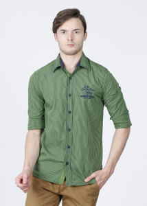 Locomotive Men's Checkered Casual Green, Blue Shirt