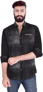 Vintage Soul Men's Printed Casual Black Shirt