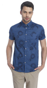 Jack & Jones Men's Floral Print Casual Blue, Black Shirt