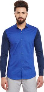 Wild Hunk Men's Solid Casual Blue Shirt