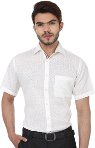 Reevolution Men's Self Design Casual White Shirt