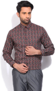 Arrow New York Men's Printed Formal Black Shirt