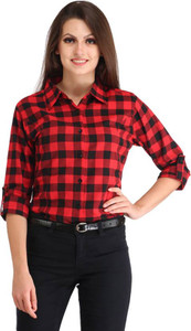 ALC Creations Women's Checkered Casual Red, Black Shirt