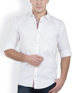 Elepants Men's Solid Casual White Shirt