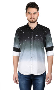 Vulcan Men's Embroidered Casual Black Shirt