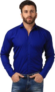 fabtag - mesh men solid casual blue shirt 102_BLUE PLAIN