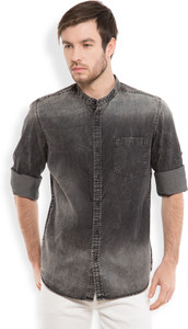 Locomotive Men's Solid Casual Black Shirt