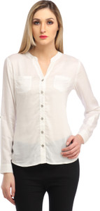 Cation Women's Solid Casual White Shirt