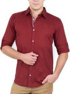 Elepants Men's Solid Casual Red Shirt