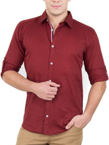 Elepants Men's Solid Casual Red Shirt