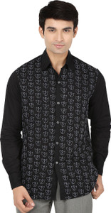 Reevolution Men's Embroidered Casual Black Shirt