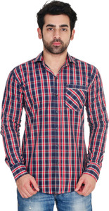 Lime Time Men's Checkered Casual Blue Shirt