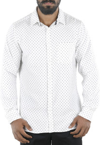 Aady Jones Men's Polka Print Casual White Shirt