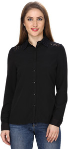 MansiCollections Women's Solid Casual Black Shirt